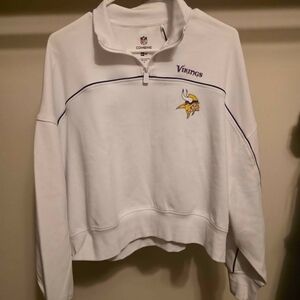 NFL White and Purple Minnesota Vikings Quarter-Zip Pullover